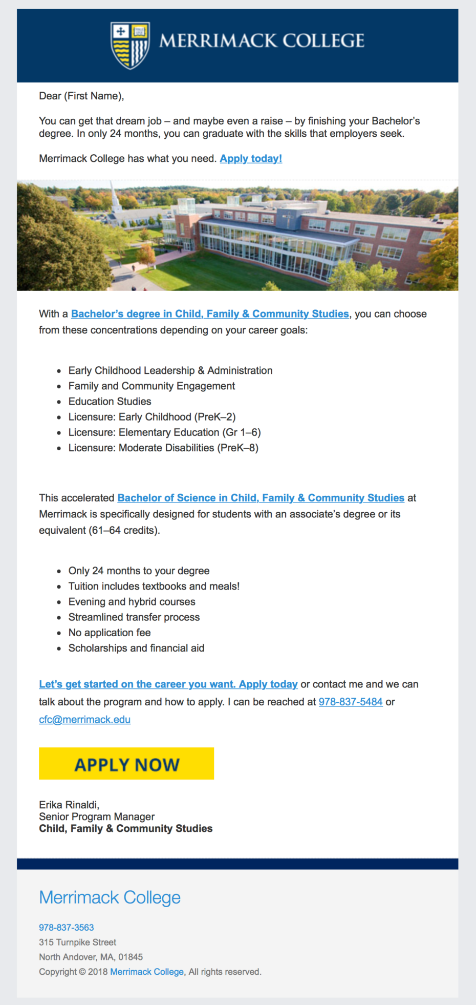 Merrimack College email design